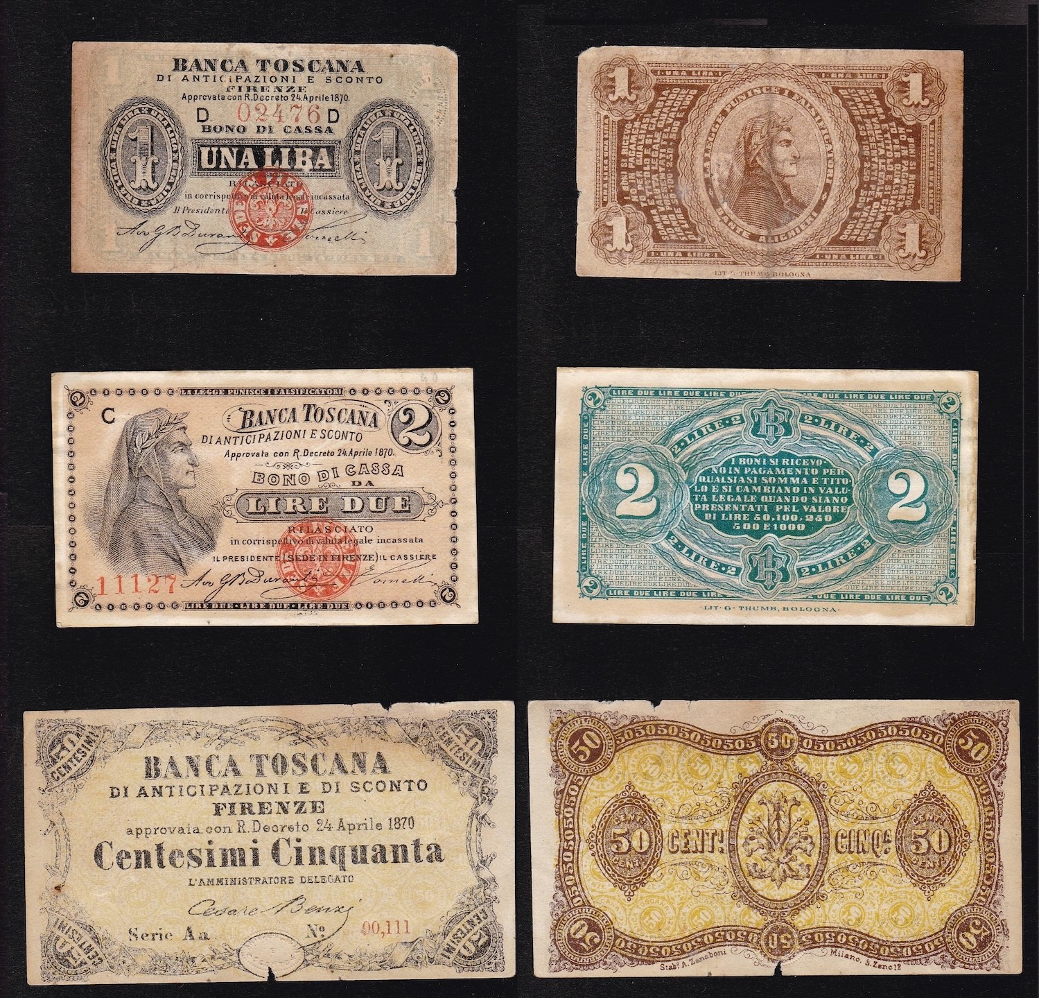Raccolta di banconote e biglietti di banca, prevalentemente italiane e dell’area italiana (moltep...