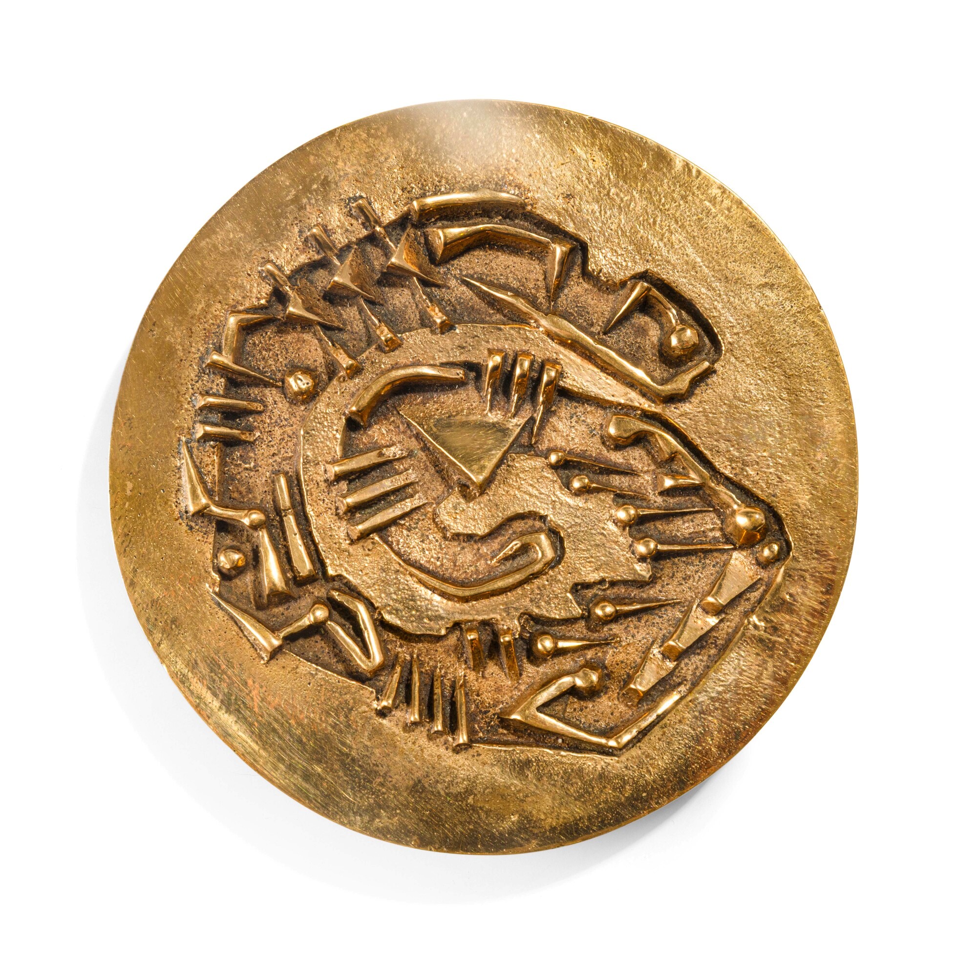 Arnaldo Pomodoro - Fermacarte per Gruppo Editoriale Rusconi, scultura in bronzo dorato (1993)