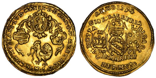 VENEZIA. LUDOVICO MANIN, 1789-1797. Osella per Murano in oro da 4 Zecchini 1794.