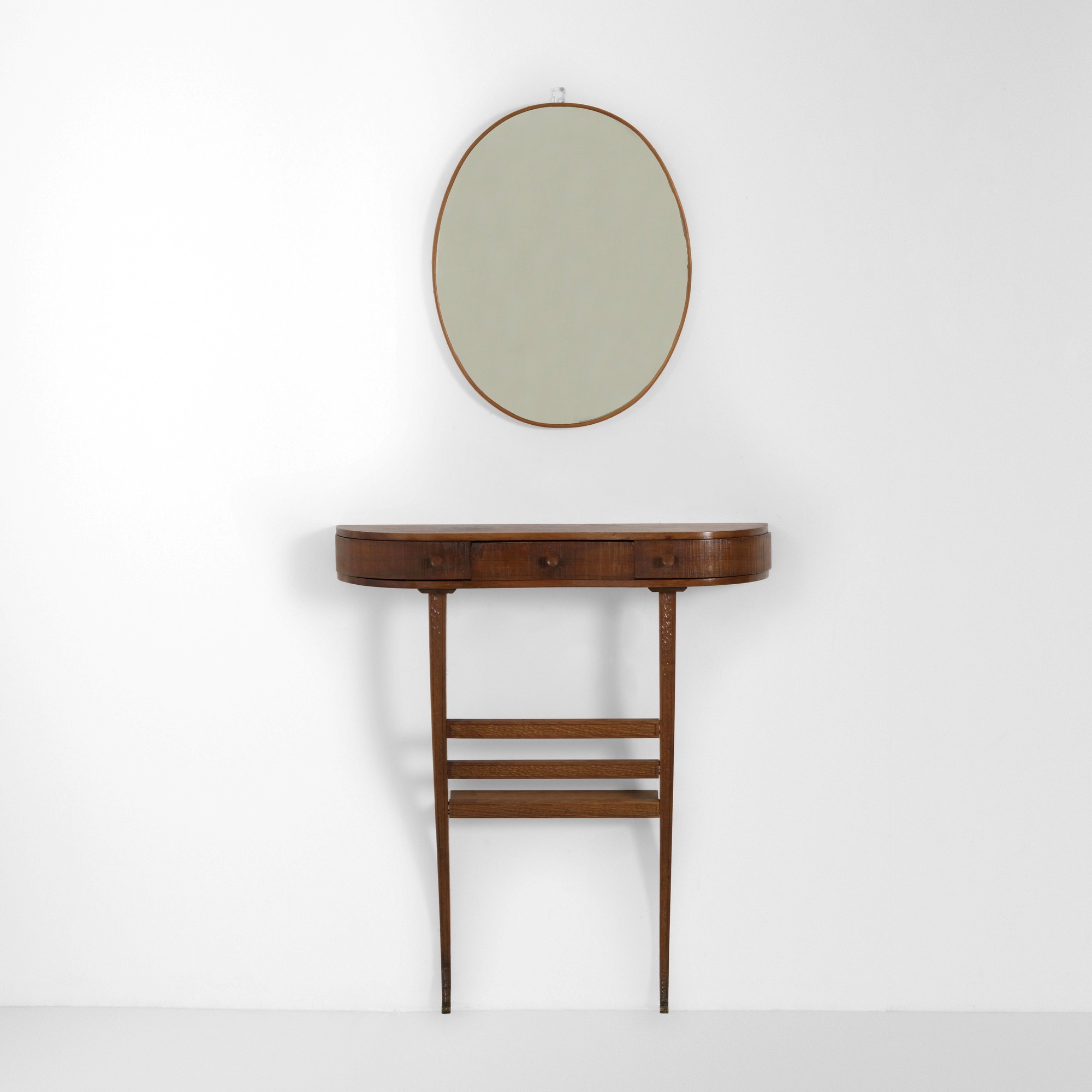 Console da parete con specchiera, struttura in legno (produzione italiana, ca. 1950)
