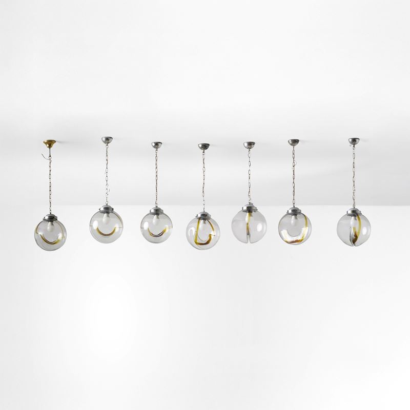 AV Mazzega : Sette lampade a sospensione  - Asta Design Lab - Cambi Casa d'Aste