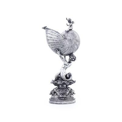 Centrotavola, nautilus in bronzo argentato, Italia, XX secolo