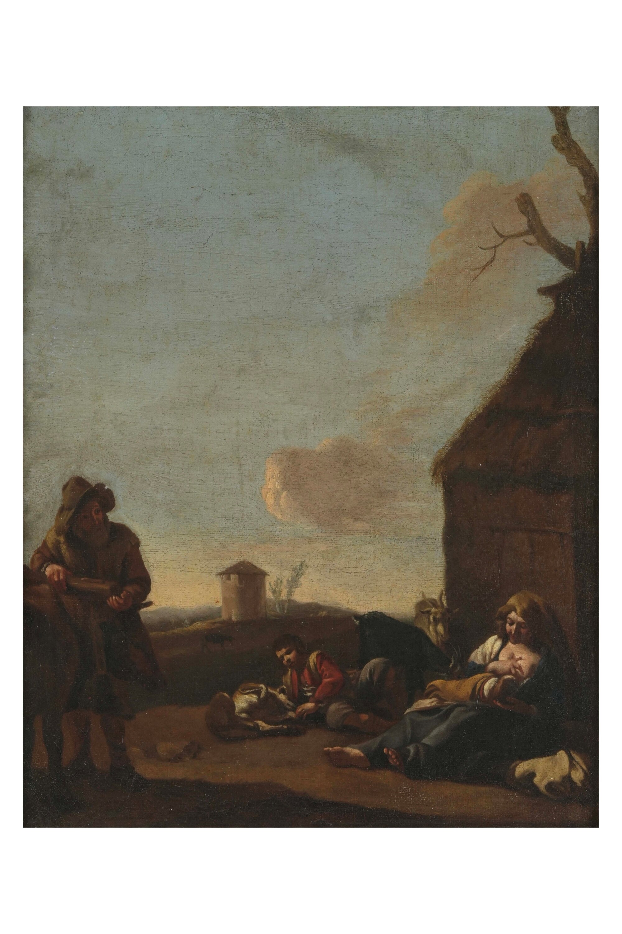 Michelangelo Cerquozzi - Scena di genere con popolani, olio su tela