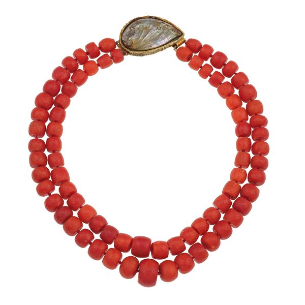 Coral and gold necklace