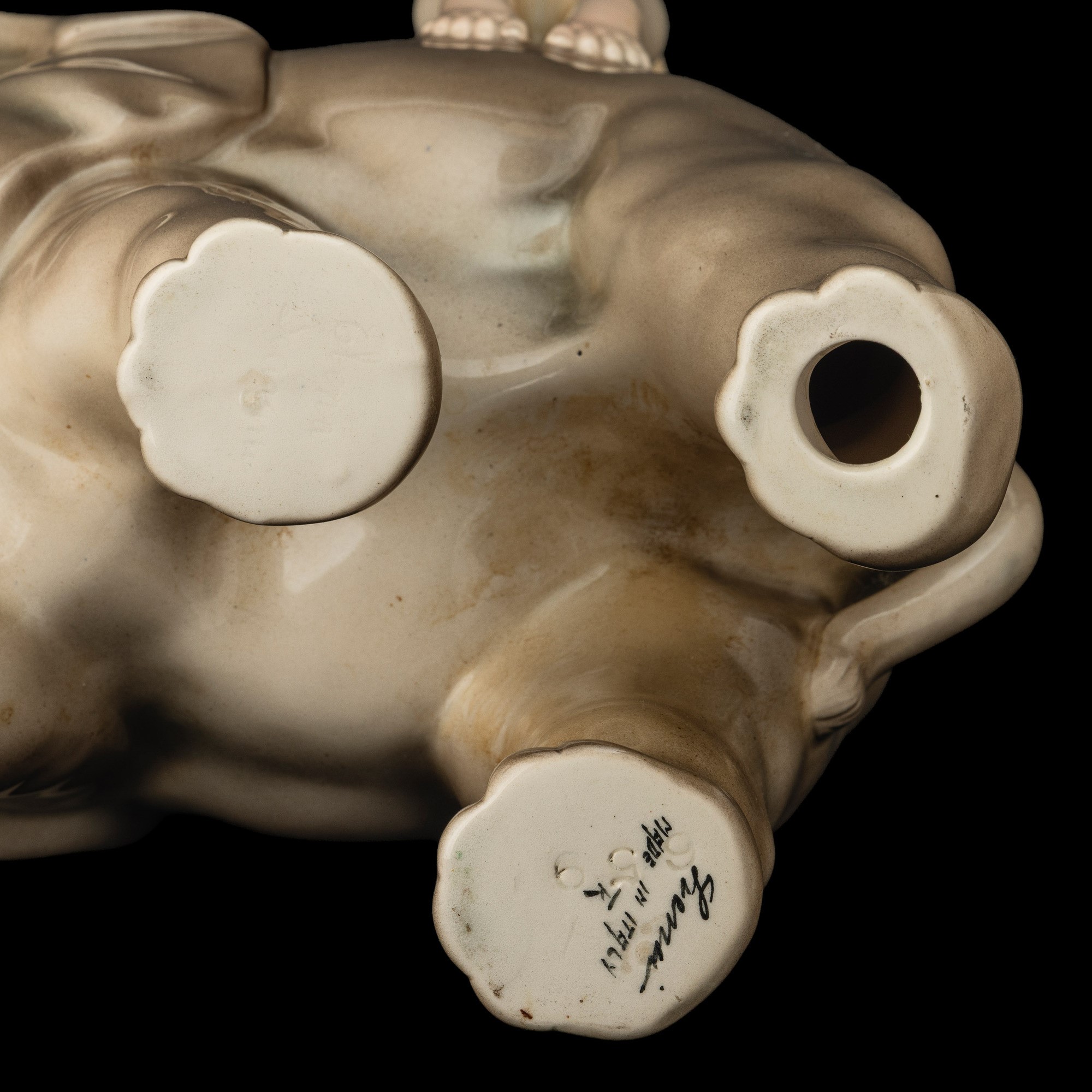 Helen König Scavini - Nudino di donna su elefante in terraglia policroma (Torino, Lenci, circa 19...