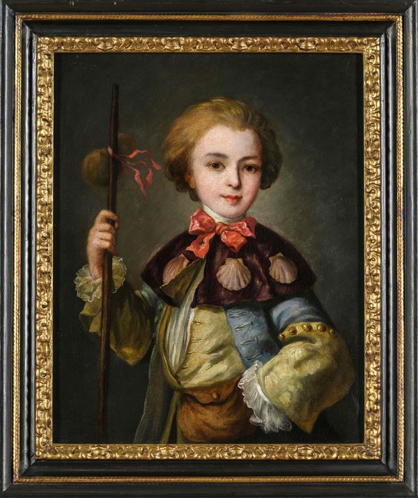 Scuola veneta del XVIII secolo Ritratto di fanciullo in veste di San Giacomo