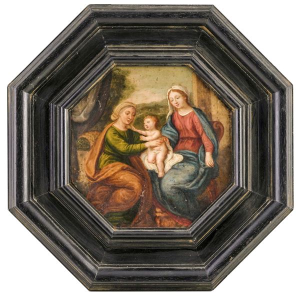Scuola del XVIII secolo Madonna con Bambino e S. Anna