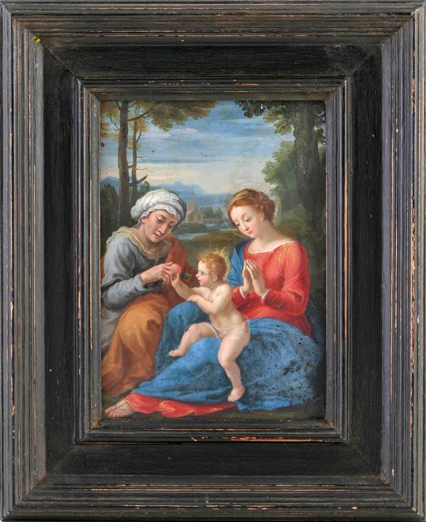 Scuola del XVIII secolo Madonna con Bambino e Sant'Anna