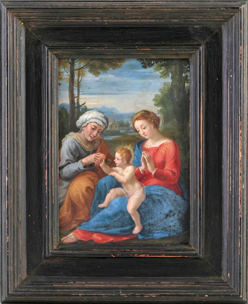 Scuola del XVIII secolo Madonna con Bambino e Sant'Anna  - olio su rame - Asta Dimore Italiane - Cambi Casa d'Aste