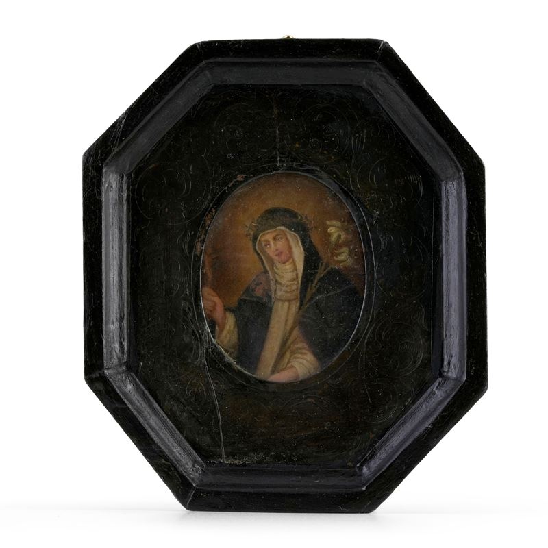 Scuola del XVIII secolo Santa Caterina da Siena  - olio su rame ovale - Auction Italian Mansions - Cambi Casa d'Aste