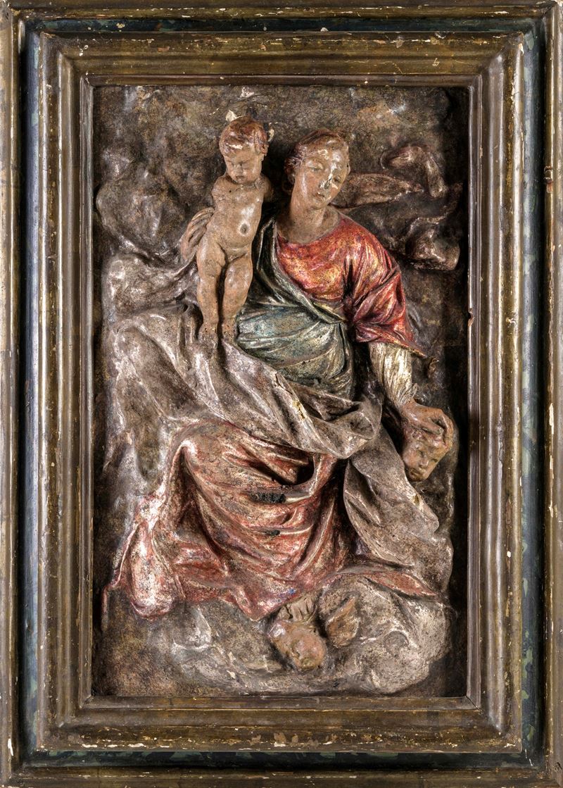 Arte barocca, Emilia o Marche, XVII secolo Madonna con Bambino  - Auction Italian Mansions - Cambi Casa d'Aste