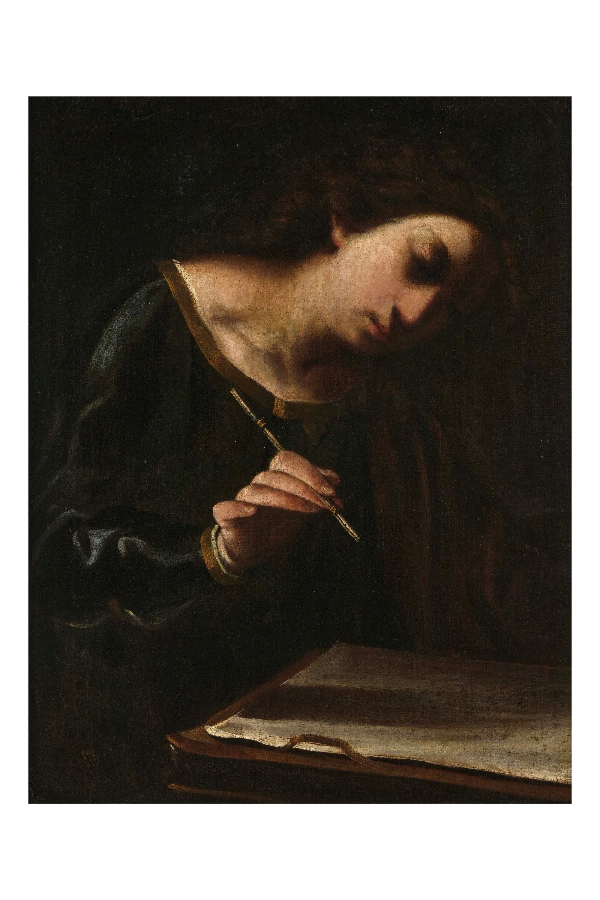 Scuola del XVII secolo, Donna che scrive, olio su tela