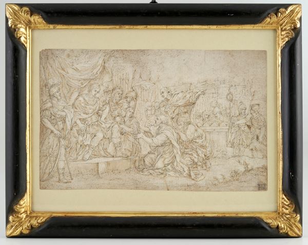 Scuola del XVIII secolo La clemenza di Alessandro Magno
