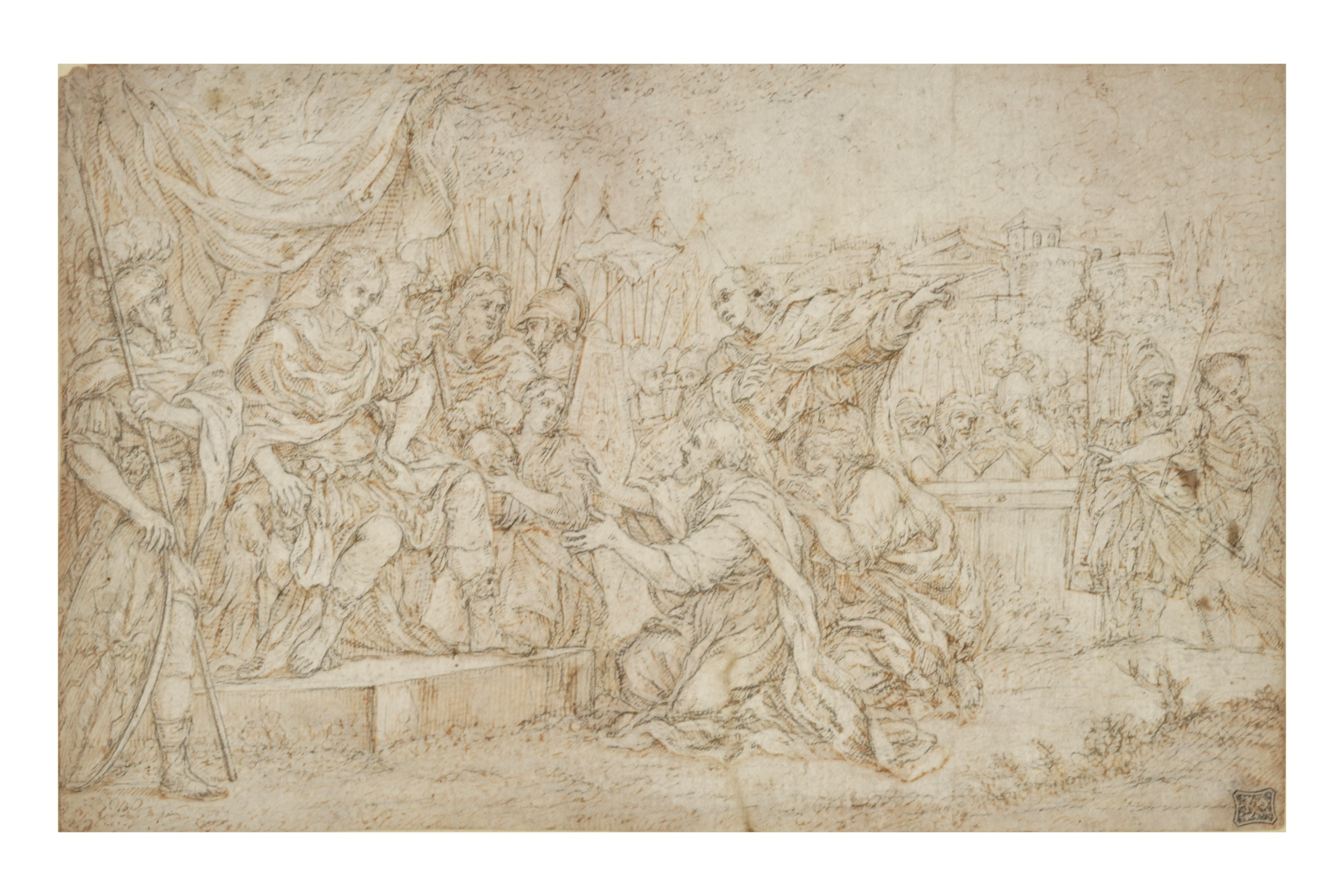 Scuola del XVIII secolo La clemenza di Alessandro Magno