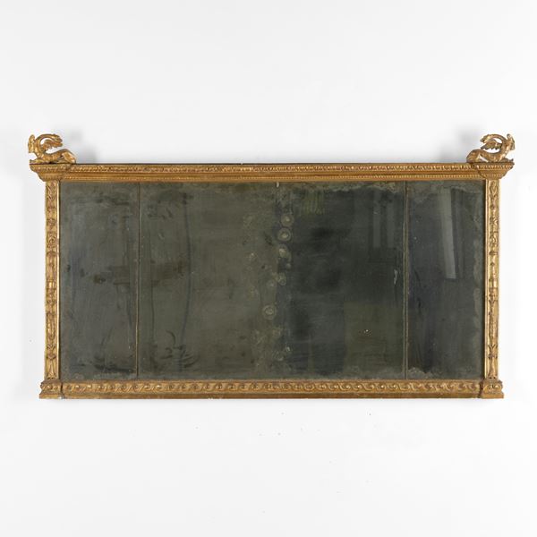 Caminiera in legno intagliato e dorato, XVIII-XIX secolo