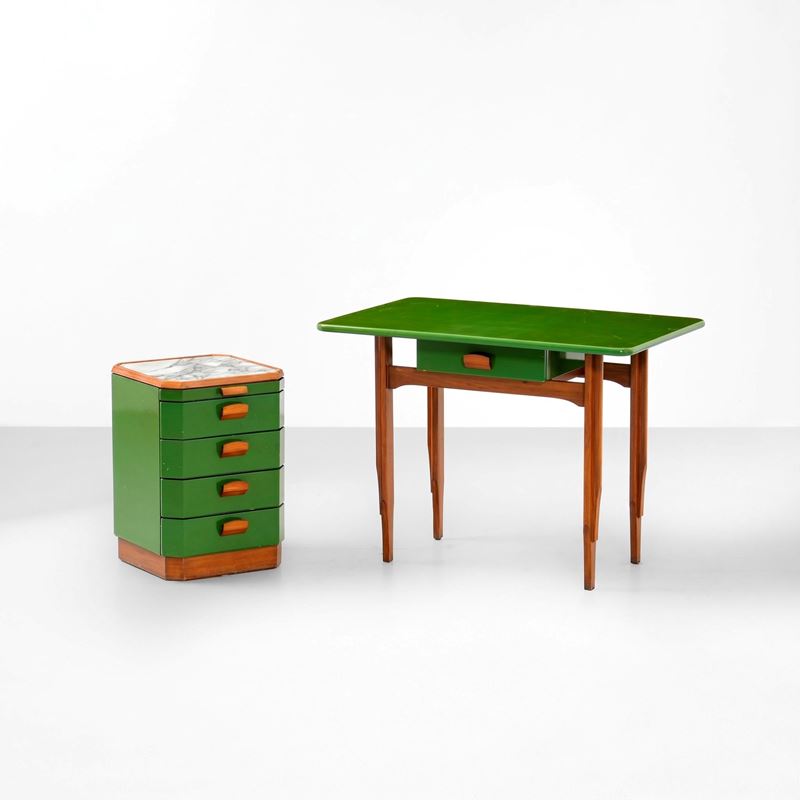 Giotto Stoppino : Scrivania con mobile a cassetti  - Asta Design Lab - Cambi Casa d'Aste