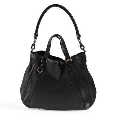 Borsa in tela con monogramma e inserti in pelle