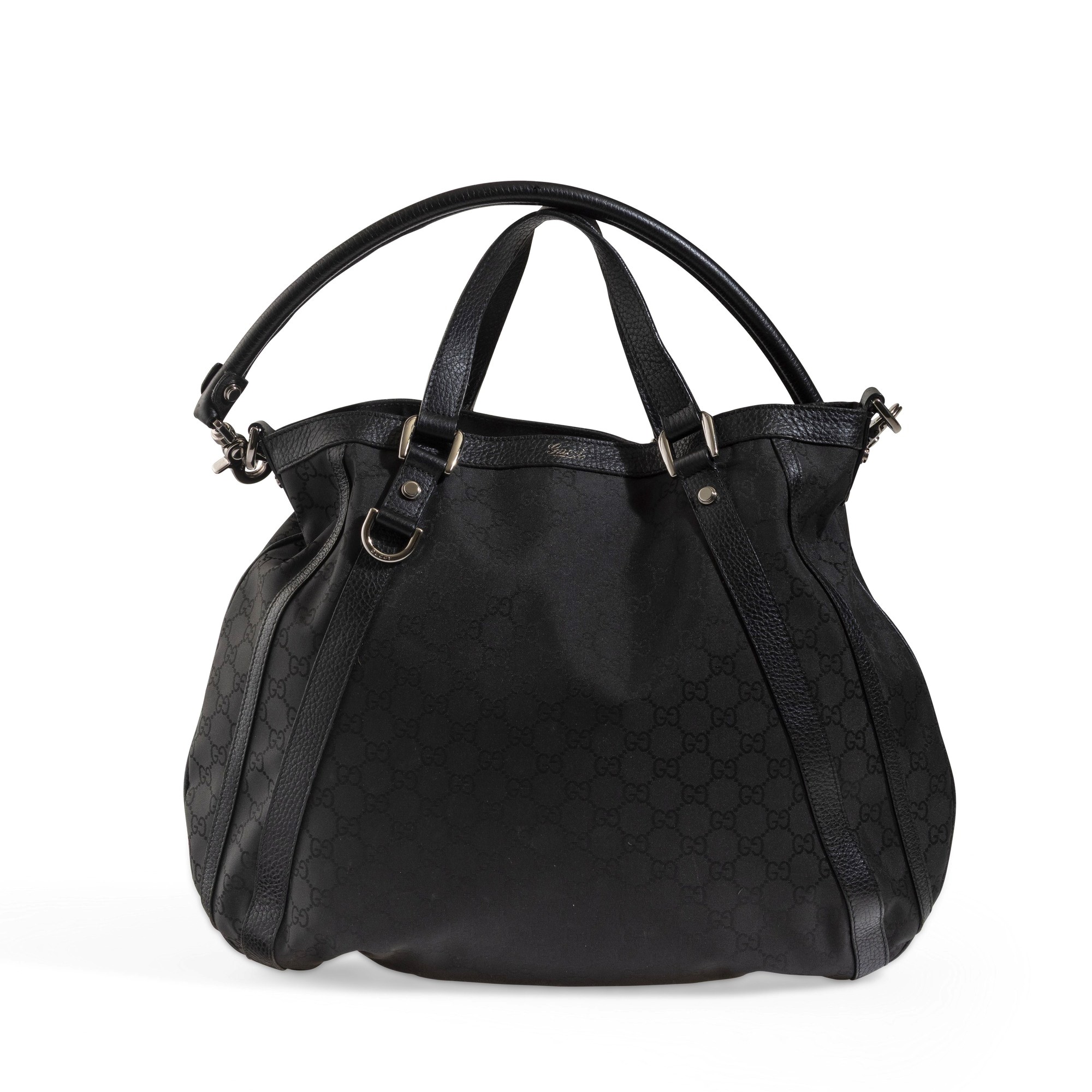 Gucci - Borsa in tela con monogramma e inserti in pelle