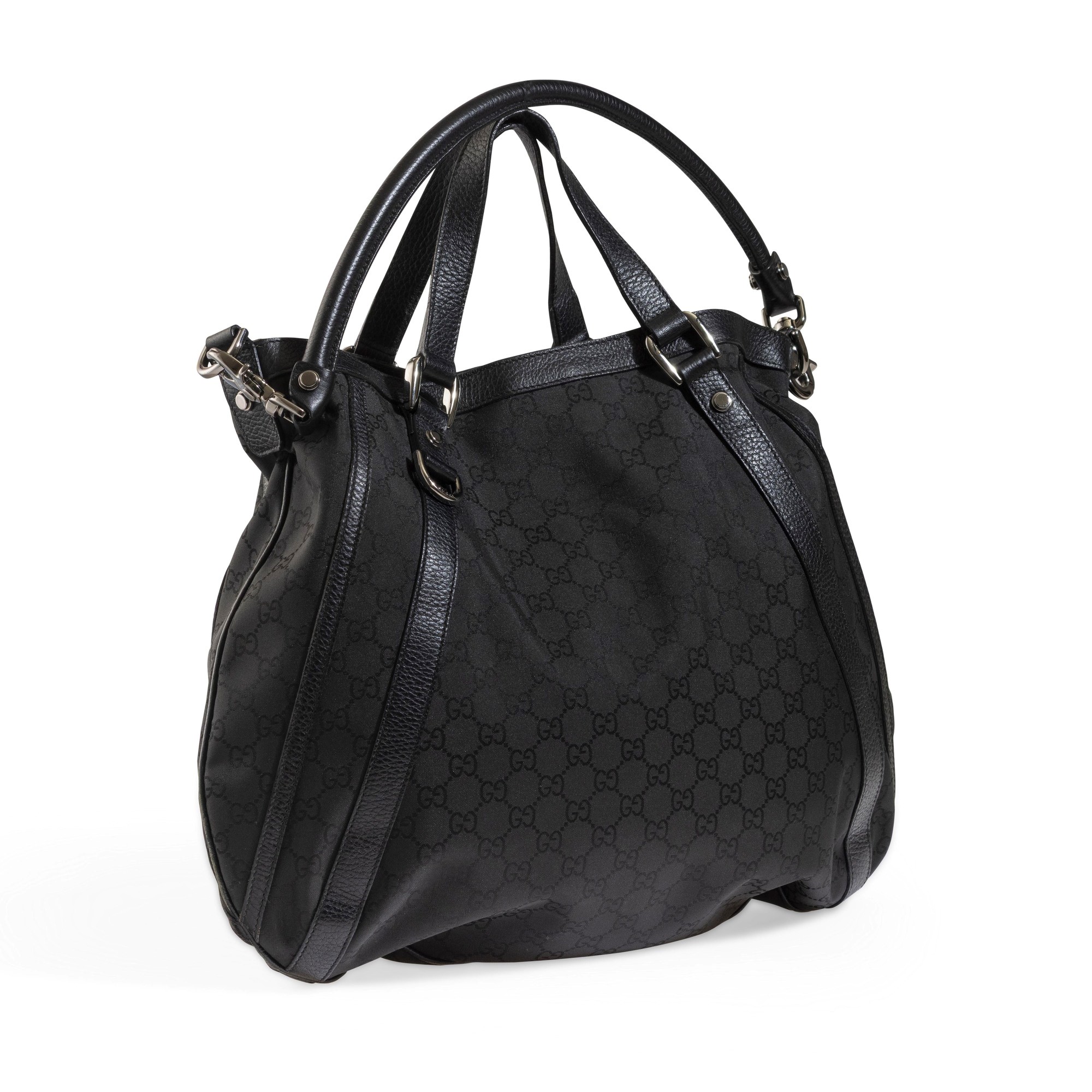 Gucci - Borsa in tela con monogramma e inserti in pelle