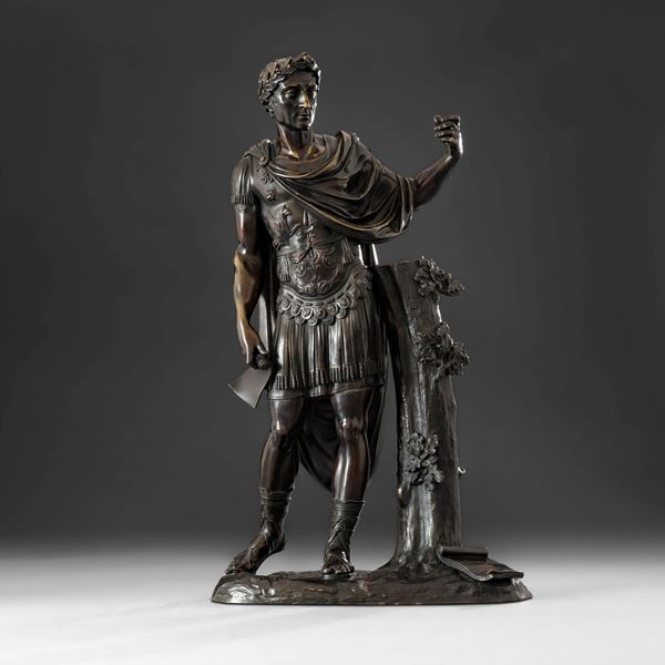Fonditore del XIX secolo nei modi del Grand Tour Giulio Cesare loricato