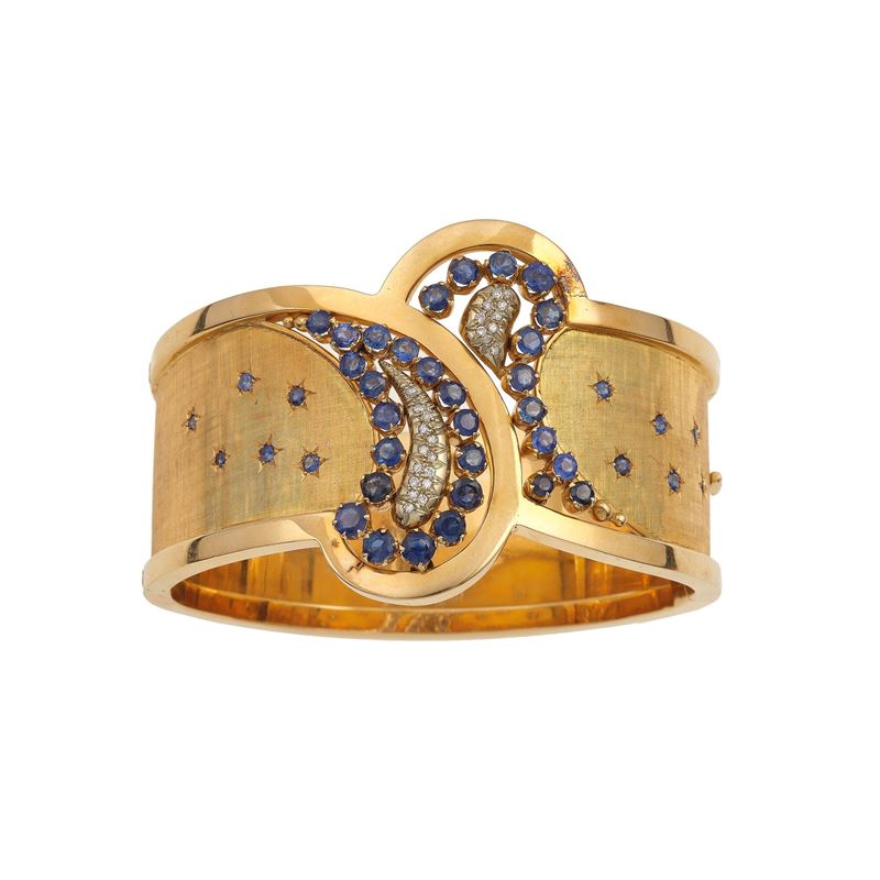 Sapphire, diamond and gold bracelet  - Auction Fine Jewellery - Cambi Casa d'Aste
