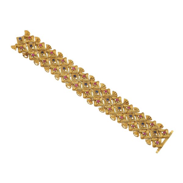 Bracciale con piccoli rubini e zaffiri