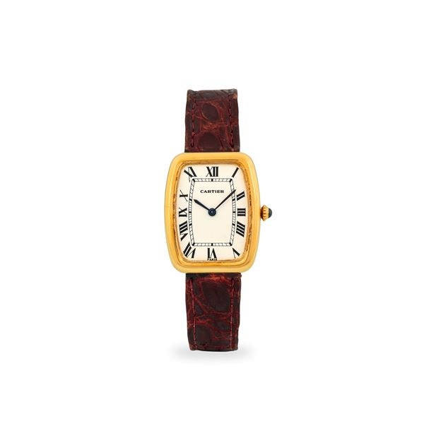 Fabergé Jumbo ref. 78101 in oro giallo 18k con cassa tonneau, quadrante Paris bianco con numeri Romani, con scatola originale, circa 1970