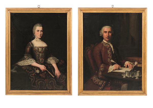 Scuola del XVIII secolo Ritratti di coniugi