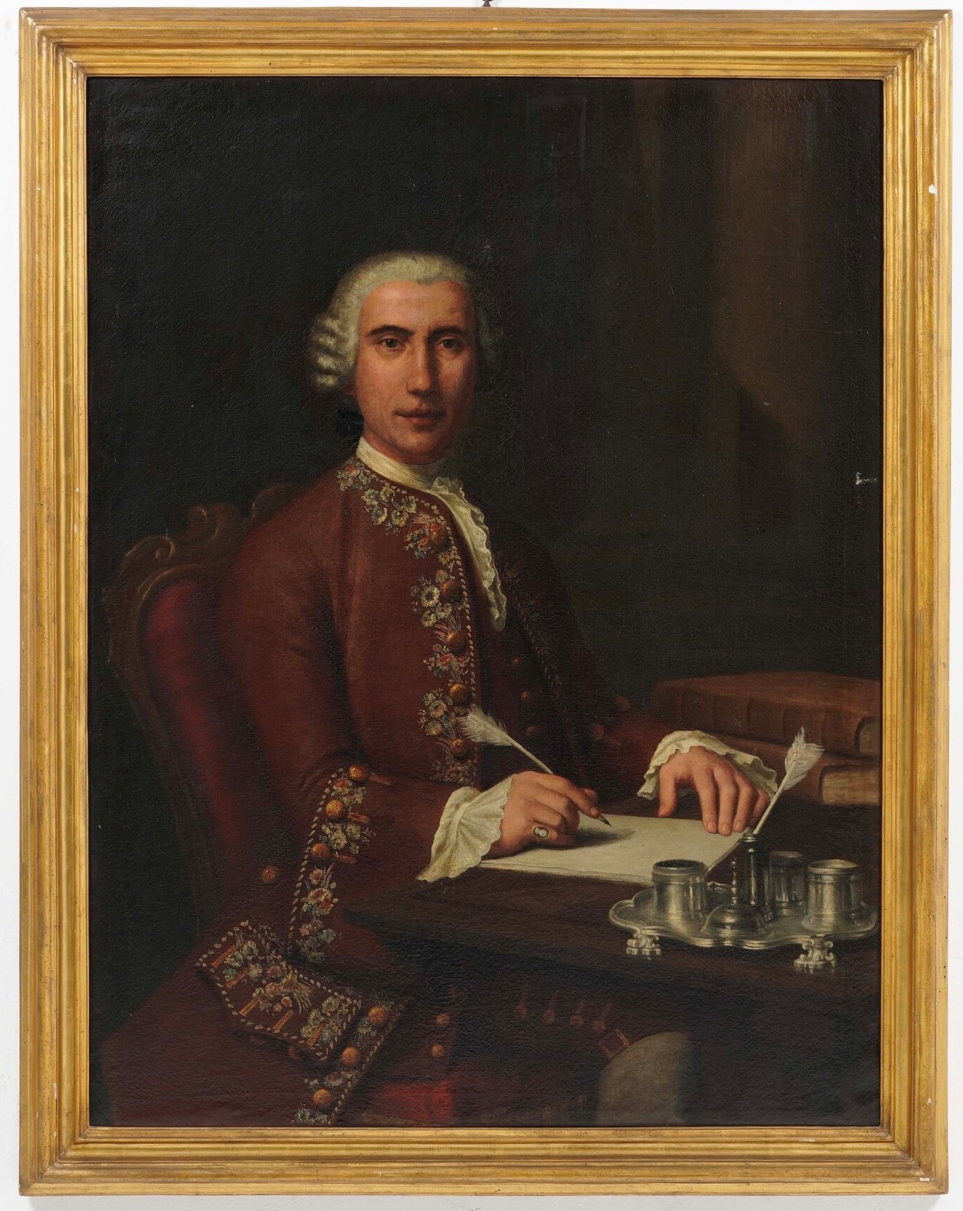 Scuola del XVIII secolo, Coppia di ritratti di coniugi, olio su tela