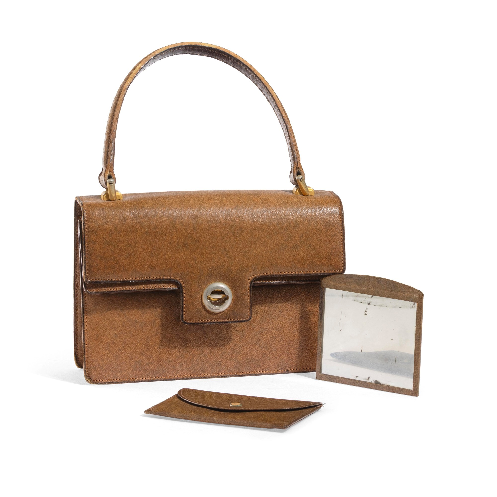 Gucci - Borsa in pelle marrone con portamonete interno rimovibile e specchio