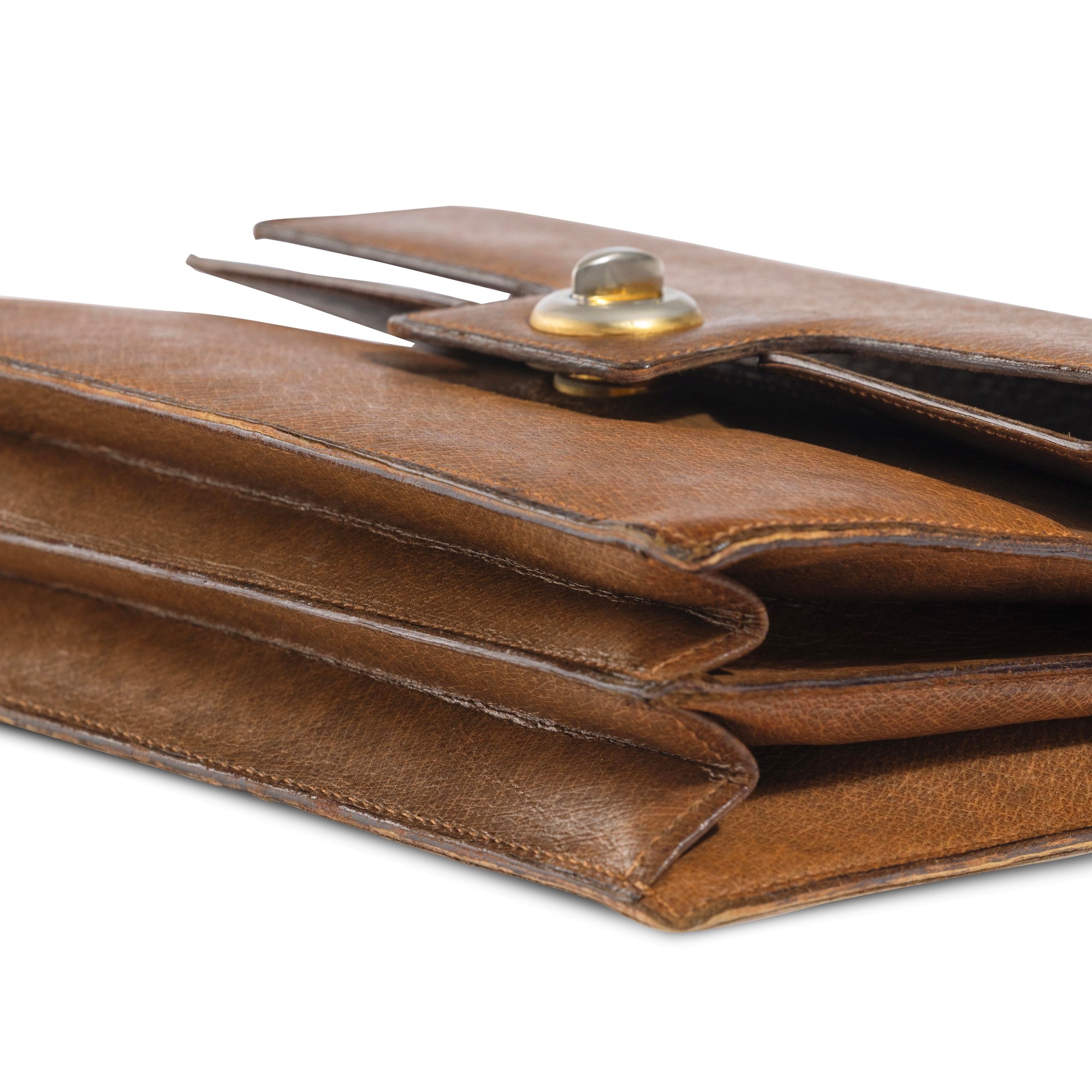 Gucci - Borsa in pelle marrone con portamonete interno rimovibile e specchio