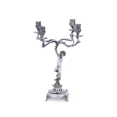 Argentiere Siro Piccoli, Candelabro in argento fuso e sagomato, argenteria italiana del XX secolo...