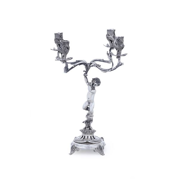 Candelabro. Argenteria italiana del XX secolo. Argentiere Siro Piccoli, Firenze