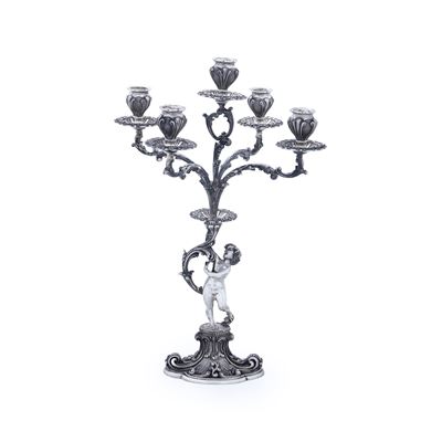 Desiderio Bulzi, Candelabro in argento fuso e sagomato (argenteria milanese) del XX secolo