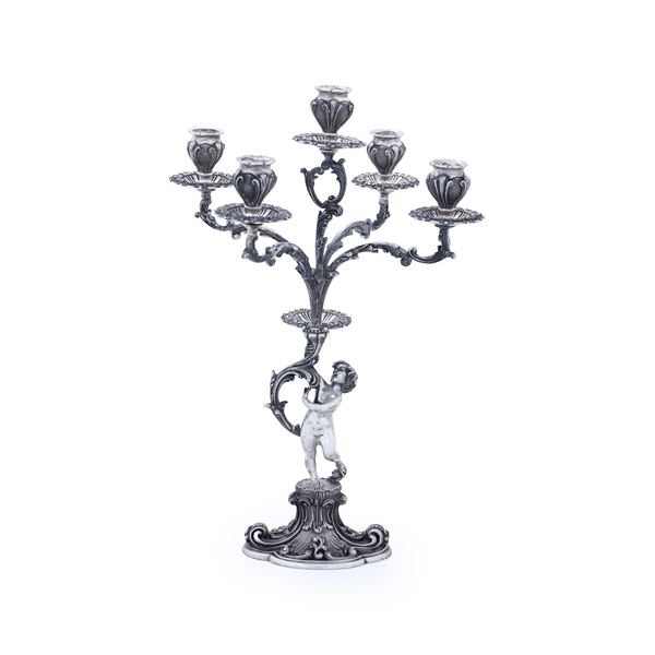 Candelabro. Argenteria milanese del XX secolo, argentiere Desiderio Bulzi