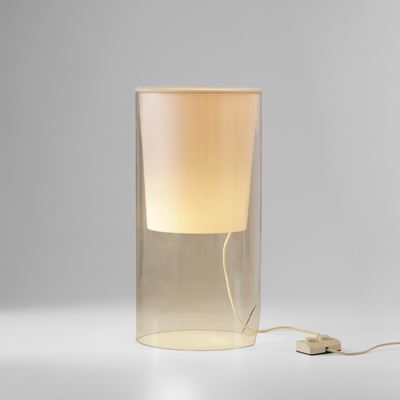 Lampada da tavolo mod. Aoy, vetro e vetro opalino