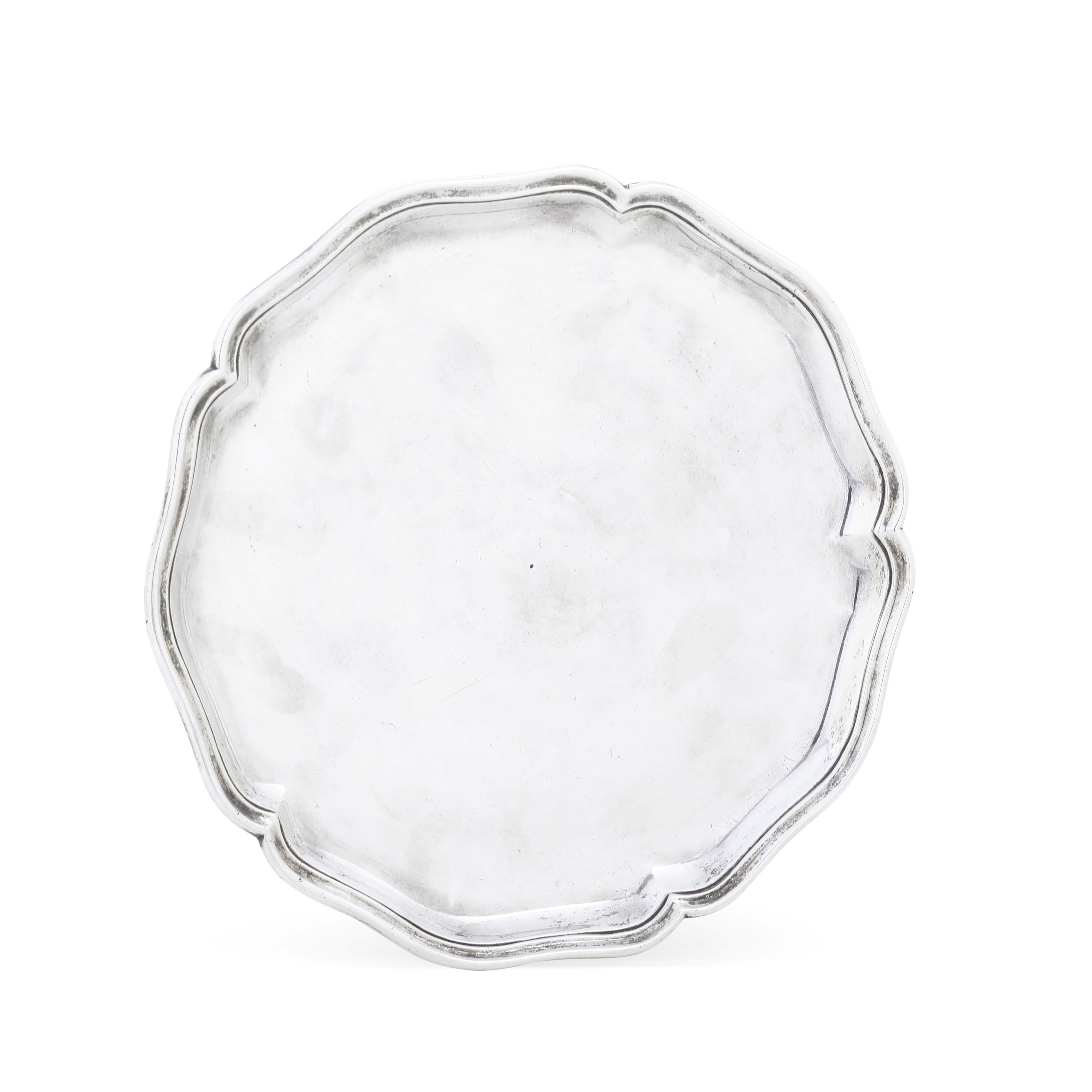 Carron Giovan Battista, Alzata in argento con bordo mistilineo nervato e alto piede circolare, To...