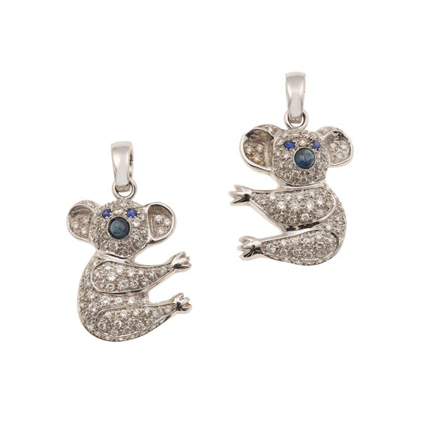 Due pendenti “Koala” con diamanti e zaffiri