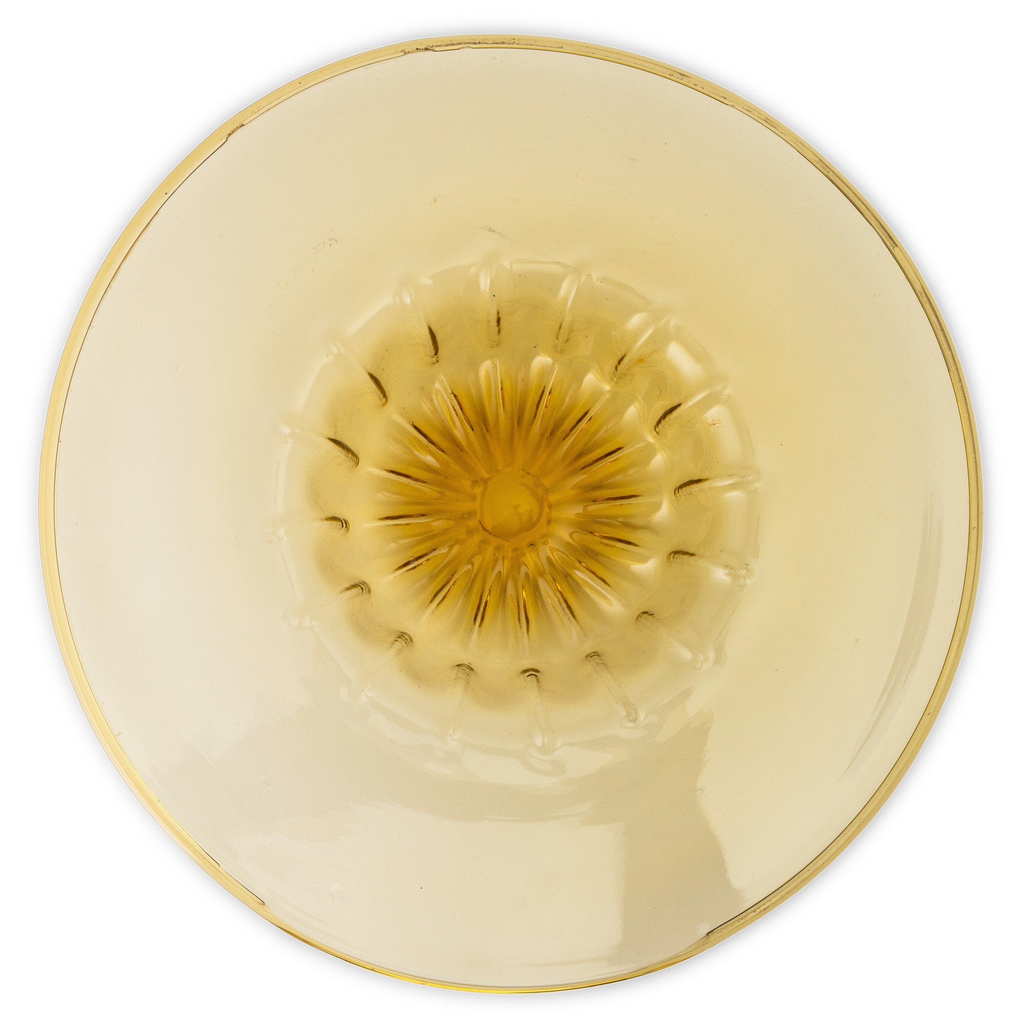 Murano (circa 1930), Piatto da parete in vetro soffiato pagliesco con centro baccellato