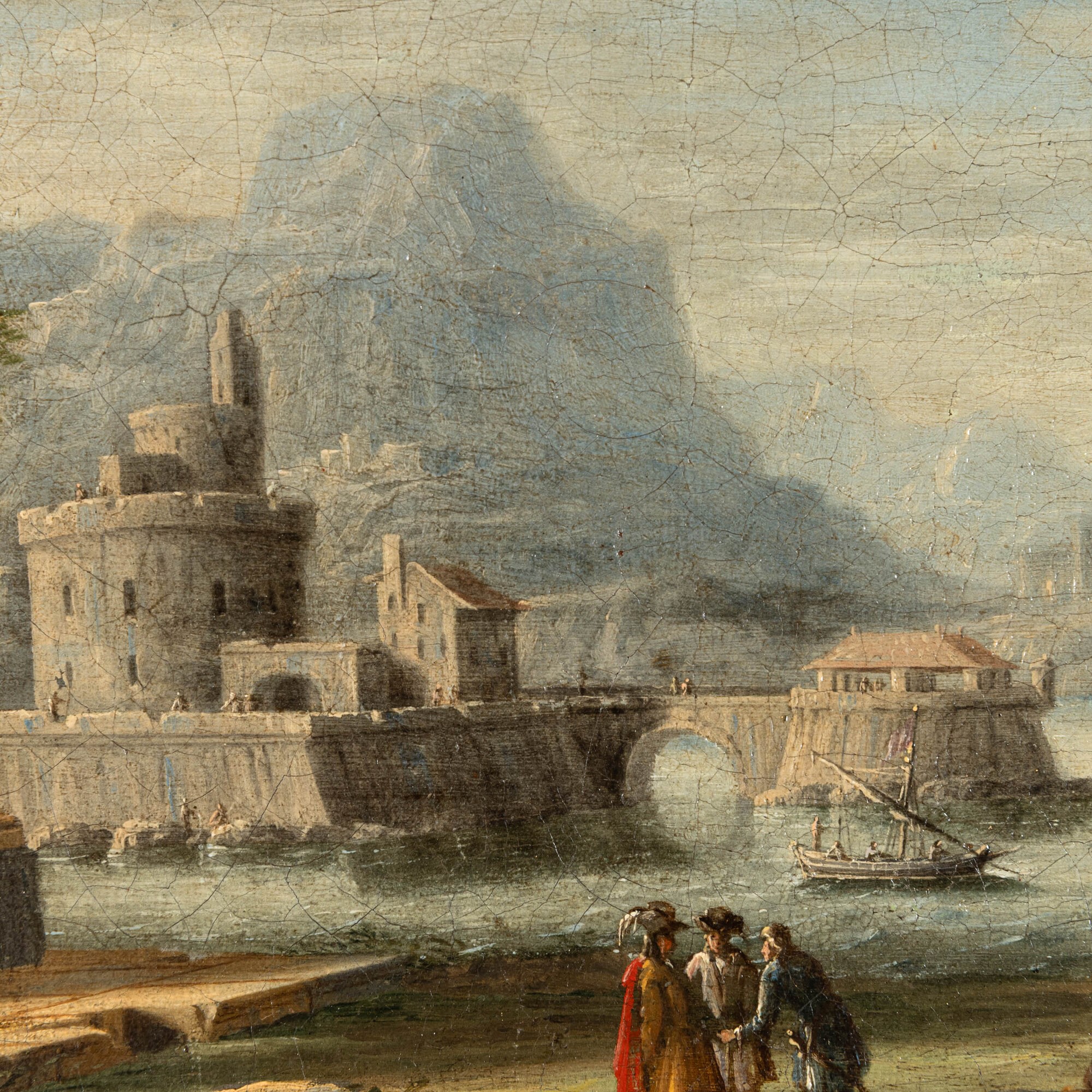 Leonardo Coccorante - Veduta costiera con rovine, figure e imbarcazioni