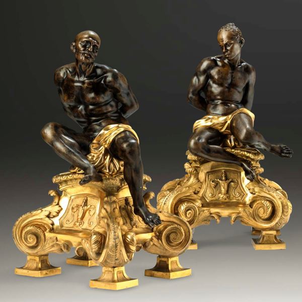 Coppia di schiavi mori, su modello di Pietro Tacca (Carrara, 1577 - Firenze, 1640). Francia, XIX secolo<BR>