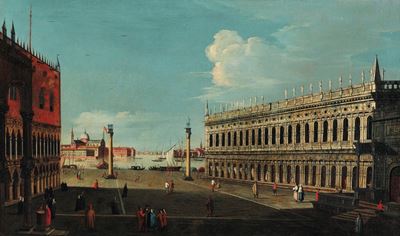 Veduta di piazza San Marco a Venezia, olio su tela