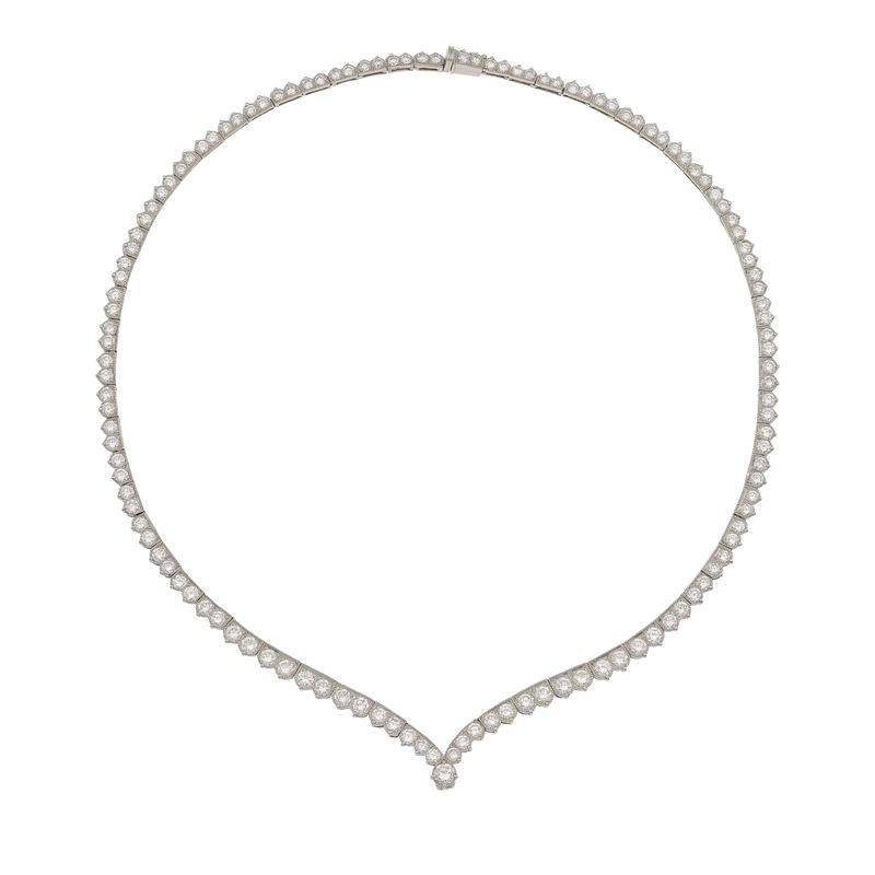 Brilliant-cut diamond and platinum necklace  - Auction Fine Jewellery - Cambi Casa d'Aste