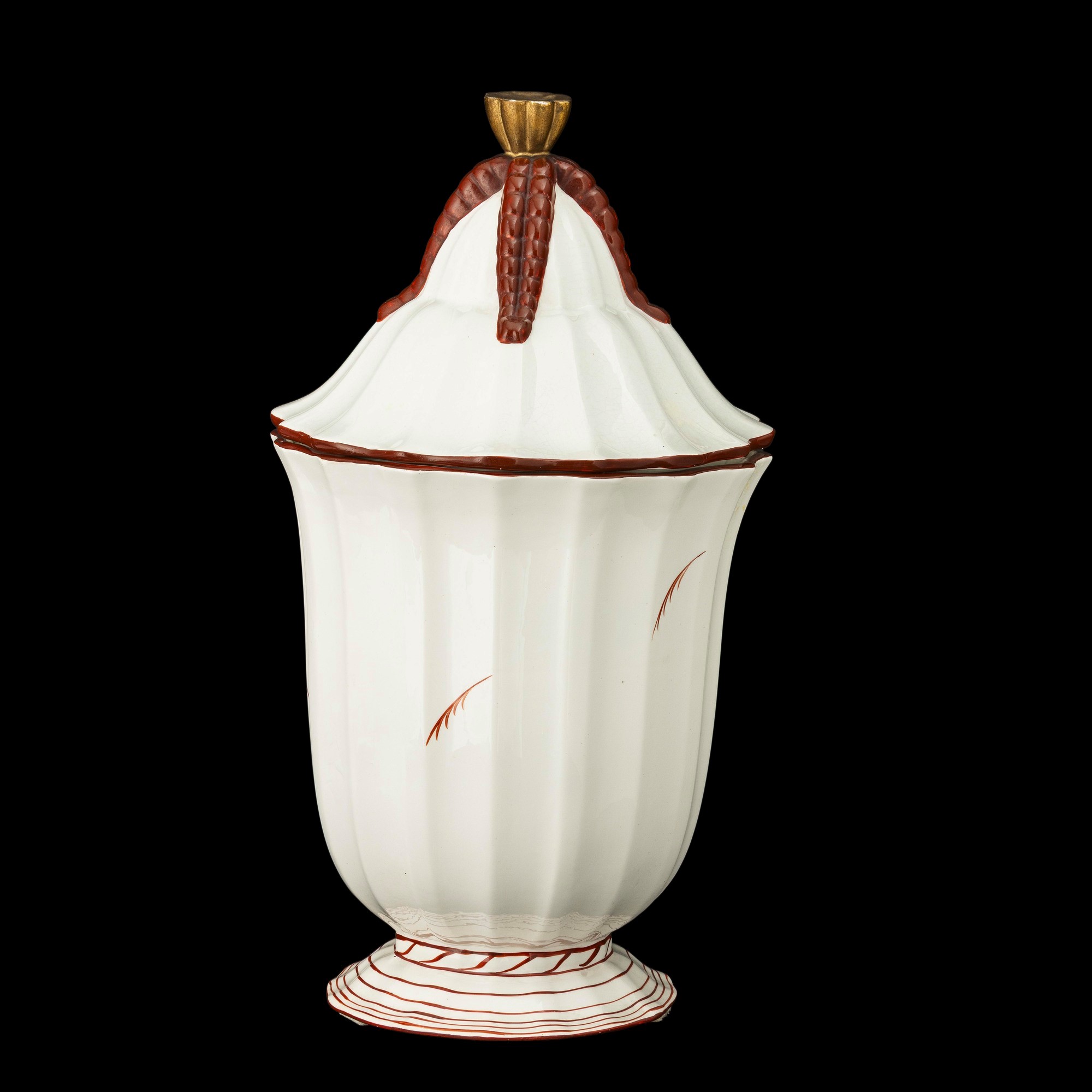 Gio Ponti - San Cristoforo, vaso costolato in terraglia con coperchio
