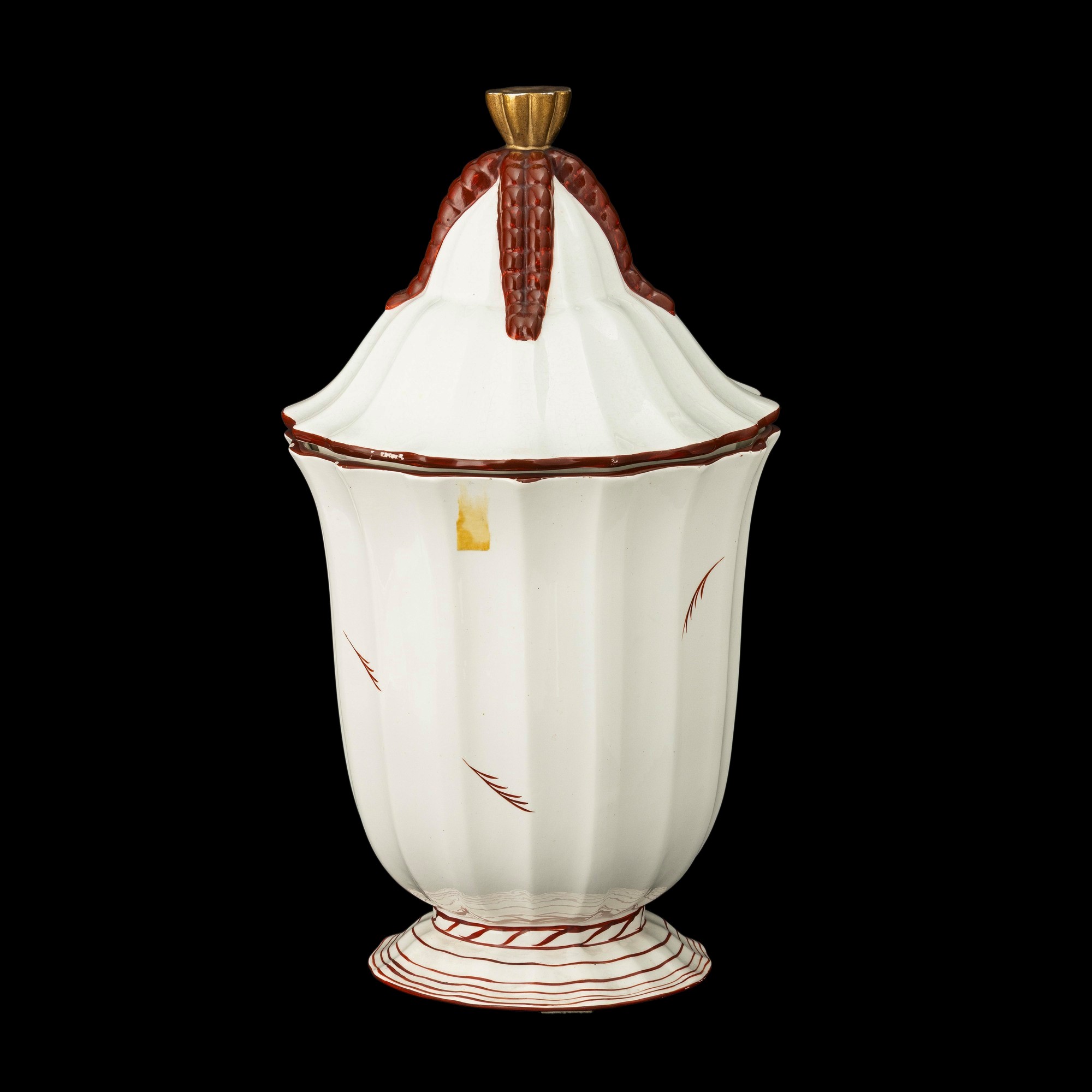 Gio Ponti - San Cristoforo, vaso costolato in terraglia con coperchio