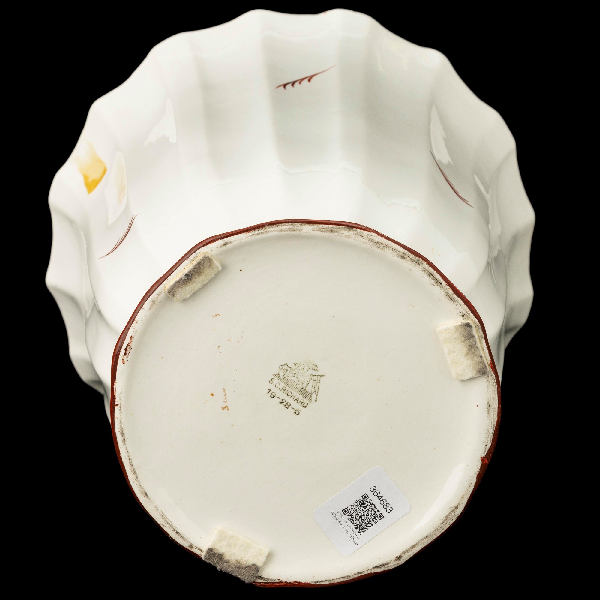 Gio Ponti - San Cristoforo, vaso costolato in terraglia con coperchio