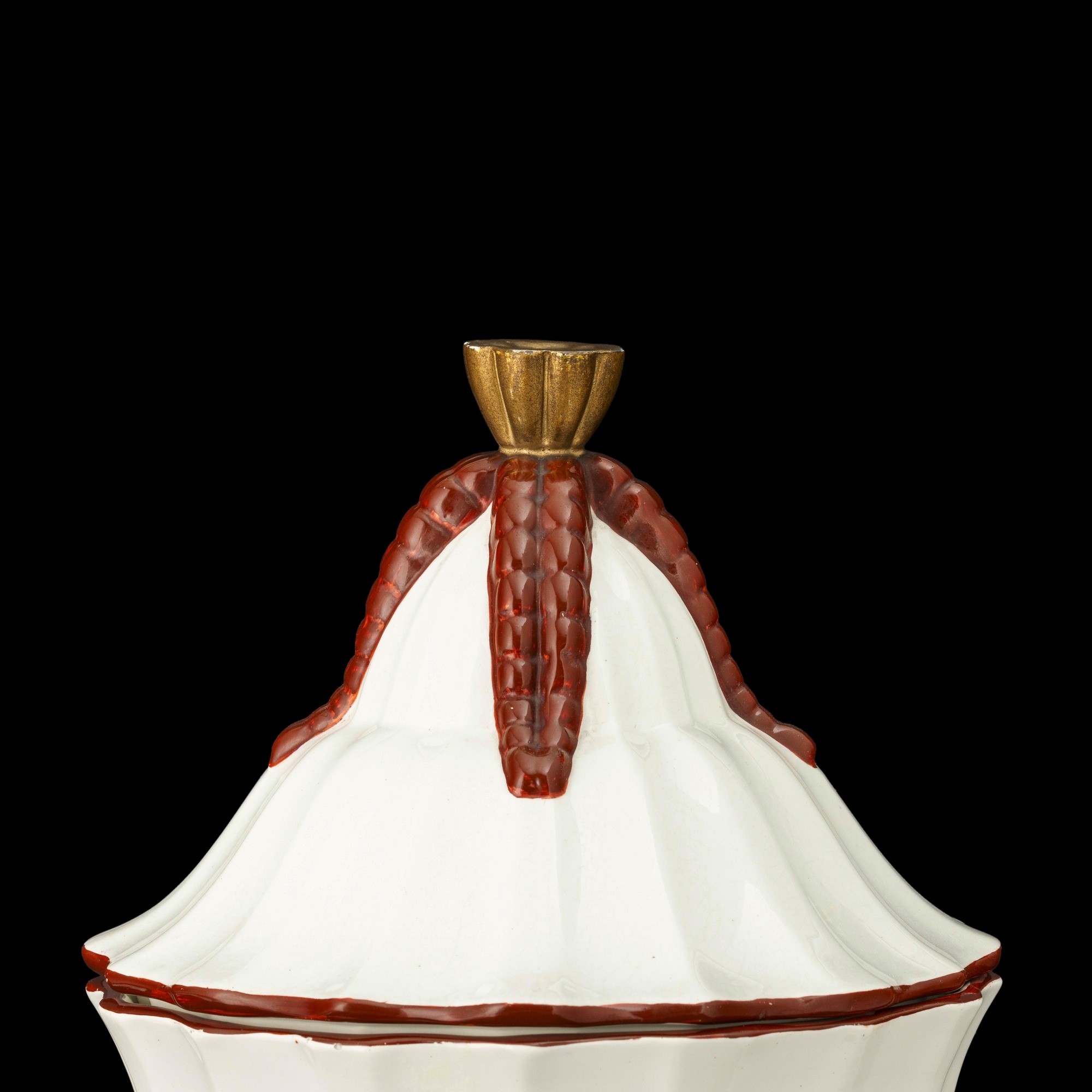 Gio Ponti - San Cristoforo, vaso costolato in terraglia con coperchio