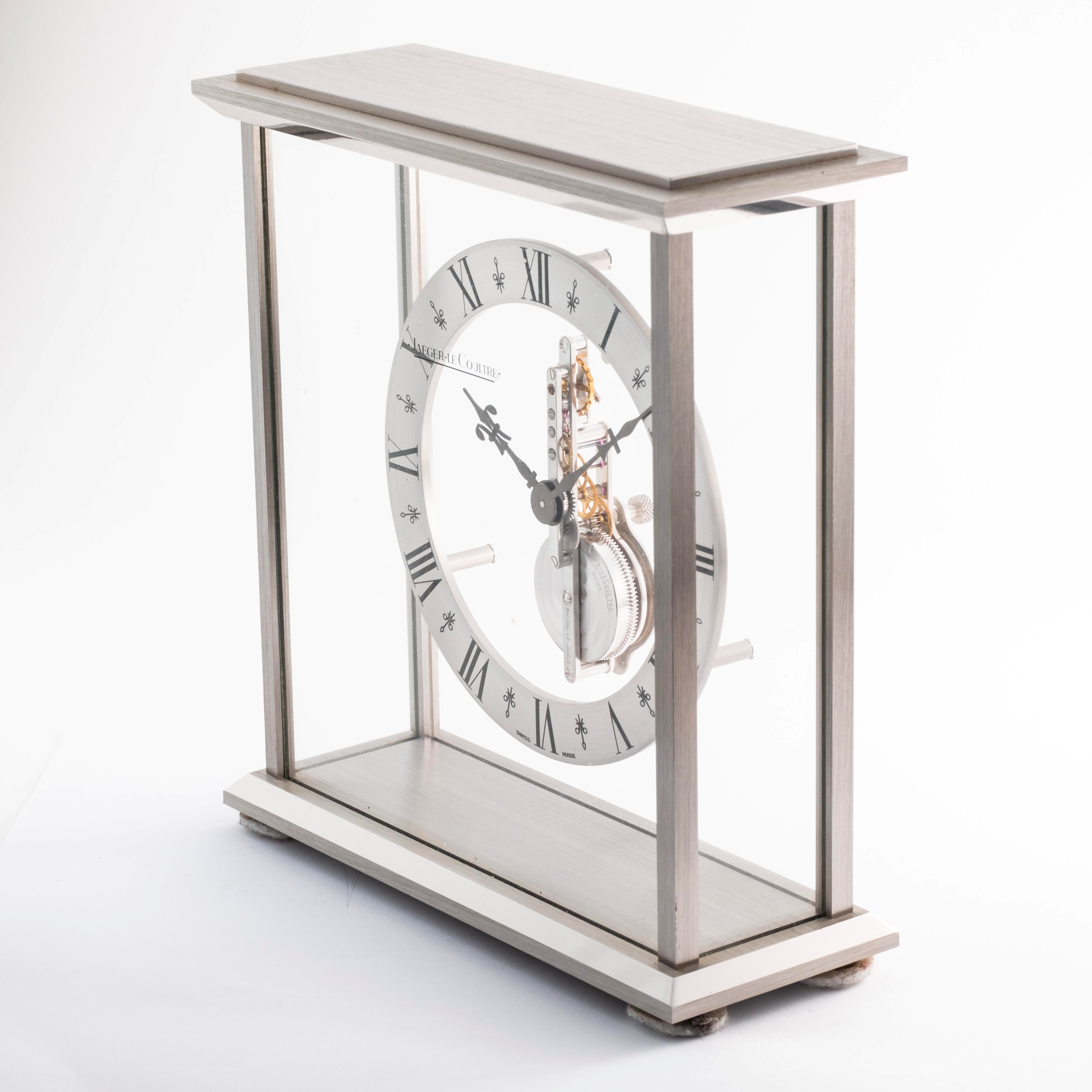 Jaeger-lecoultre - Pendola da tavolo Ref. 508 in acciaio con quadrante ad anello e movimento a vi...