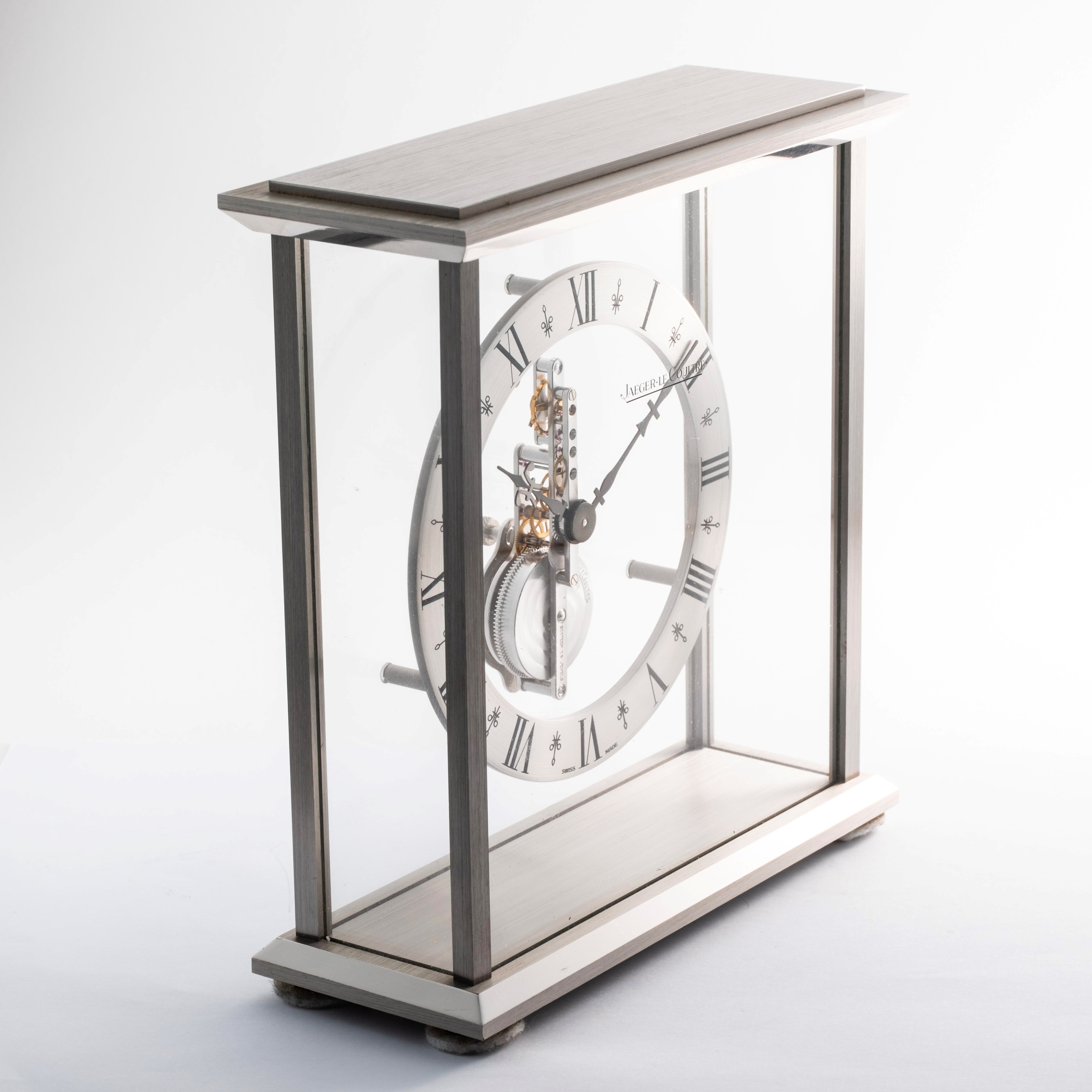 Jaeger-lecoultre - Pendola da tavolo Ref. 508 in acciaio con quadrante ad anello e movimento a vi...