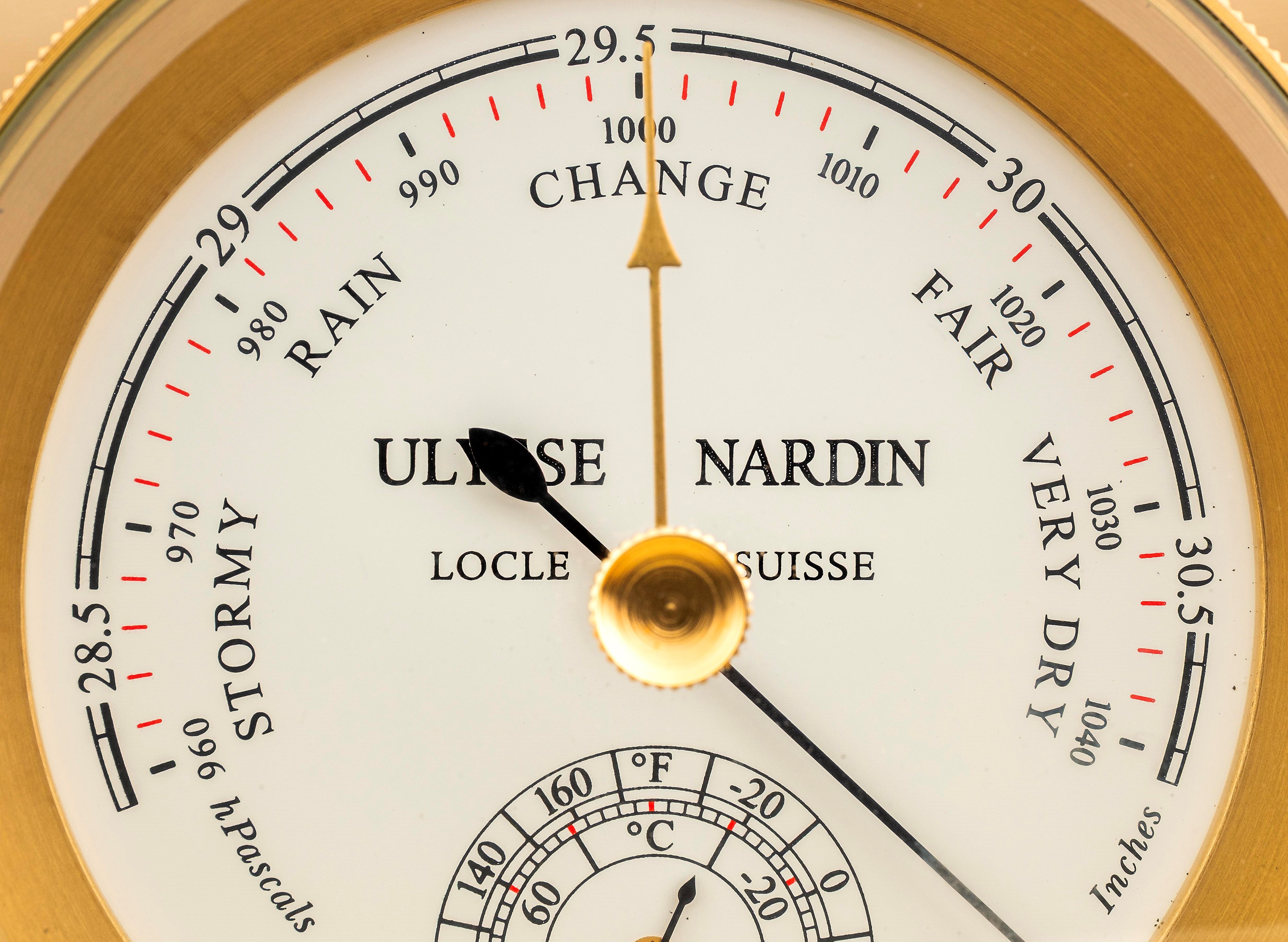 Ulysse Nardin - Barometro basculante navale in ottone dorato (circa 1990)